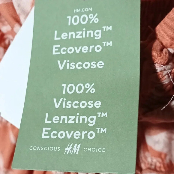 NEW H&M floral cottagecore smocked tie detail halter apricot tropical maxi large - Picture 7 of 11